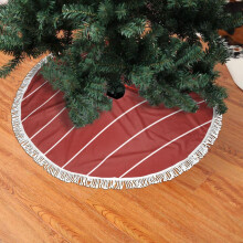 Christmas Tree Skirt Fringed Lace Candy Stripe 36 inch