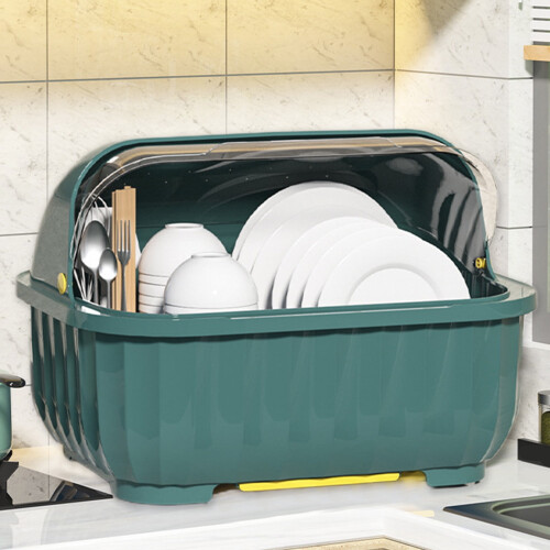 MERILER kitchen dishware organizer with lid and drainage 1 1