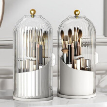 Porte-pinceaux de maquillage rotatif Ă 360 avec couvercle transparent
