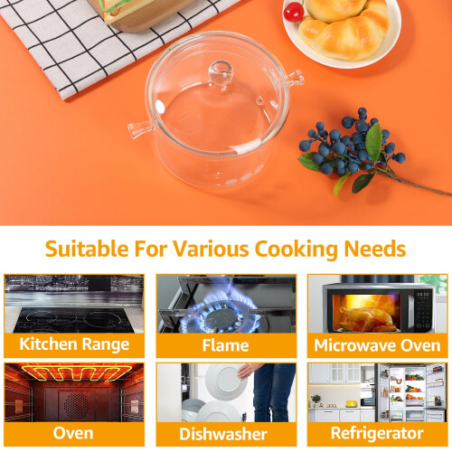 Borosilicate Glass Simmer Pot 1.5L with Lid 1