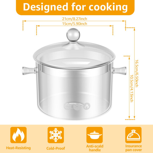 Borosilicate Glass Simmer Pot 1.5L with Lid 2