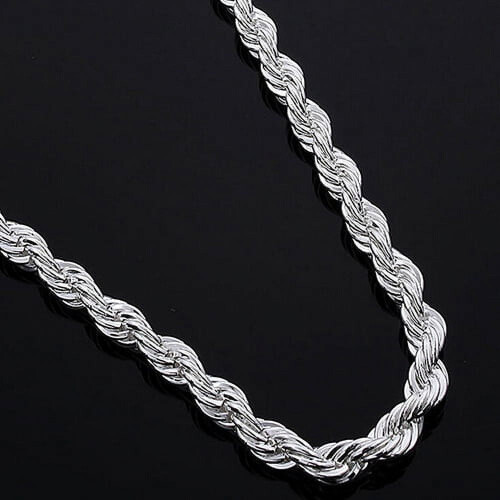 Collar unisex de cadena retorcida de plata de ley (1 pieza) 2