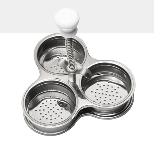 Stainless Steel Egg Poacher with Rack 3-Cup 1