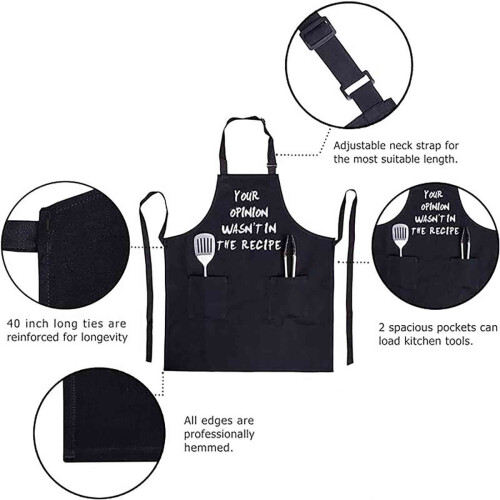 Chef Aprons for Cooking with Pockets Adjustable One-Size 2