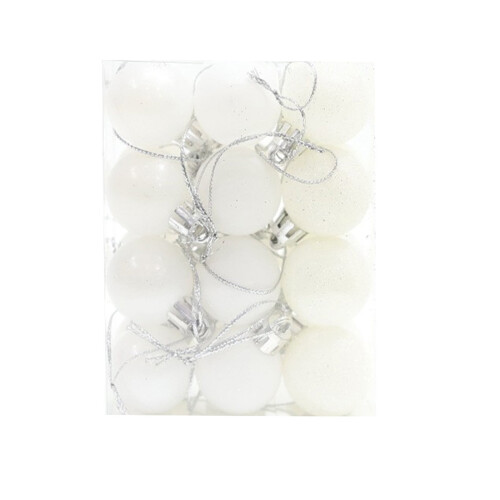 White Shatterproof Christmas Tree Balls 24 pcs 1.18 inch 1