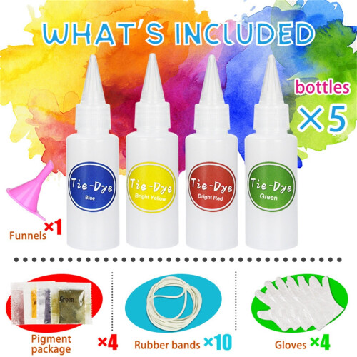 VISALY Tie Dye Kit Non-Toxic Permanent 4 Bottles 2