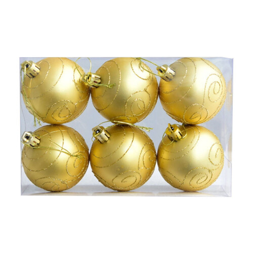 Christmas Ball Office Decor Matte Gold 6pcs 8cm 1