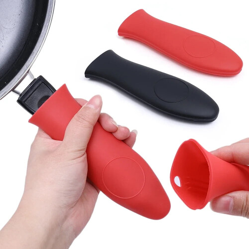 Non-Slip Silicone Pot Handle Holder Grey 2PCS 2