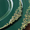 Piatti piani rotondi in plastica verde cacciatore – 20 cm, oro 5