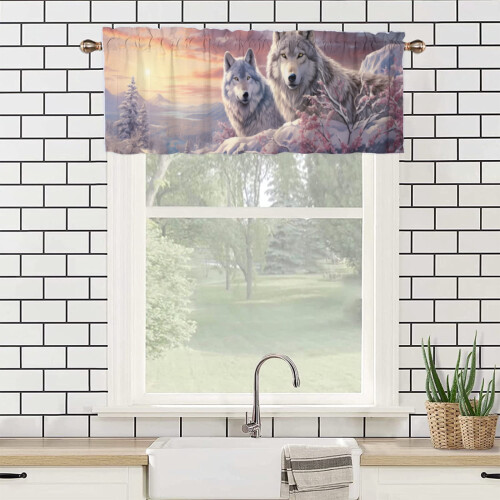 Gardinkappe til køkkenvindue 136x43 cm polyester 2
