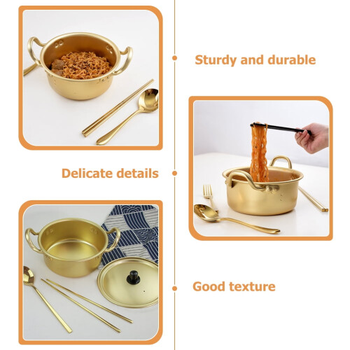 Golden Aluminium Saucepan with Utensils Set 1