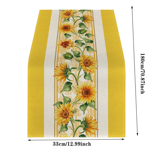 Sunflower Tablecloth Rectangle White Polyester 60x84 Inch 2