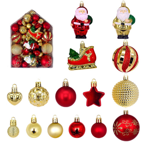 Set ornamente de Crăciun, bile colorate agățate, 72 buc. 1