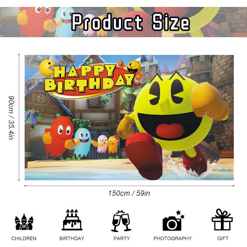 Eating Game Theme Birthday Backdrop with Rope 1