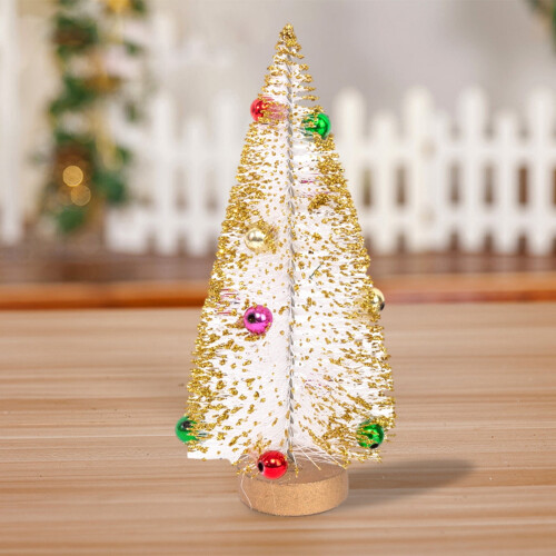 Christmas Tabletop Decorations White Plastic Trees 10pc 1