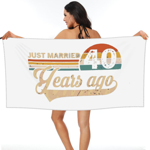 Just Married 40 Years Beach Towel – Polyester Front, 1