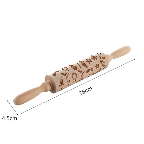 Christmas Tree Embossed Rolling Pin in Boxwood 2