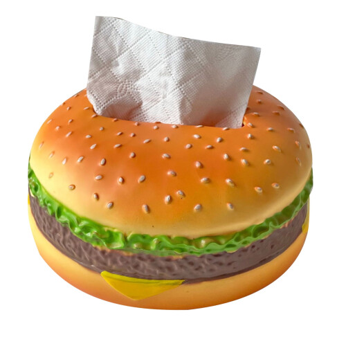 Couvercle de boîte à mouchoirs en forme de hamburger, résine, 19,2 cm 1