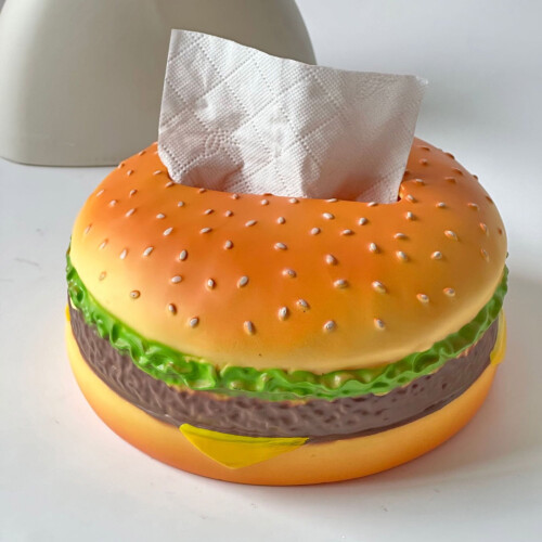 Couvercle de boîte à mouchoirs en forme de hamburger, résine, 19,2 cm 2