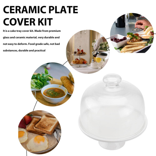 Ceramic Cake Stand with Glass Dome Cover 1