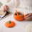 Ceramic pumpkin bowl with lid orange 1 pc 5