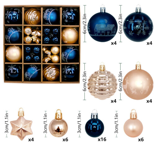 Set ornamente de Crăciun cu bile de plastic pictate, 12 buc. 2