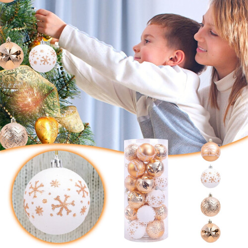 Christmas Balls Ornaments Set Gold Electroplated Plastic 1