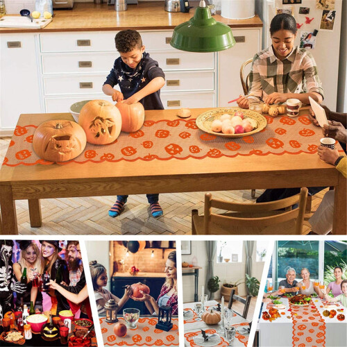 Halloween lace table runner orange 1 piece 2