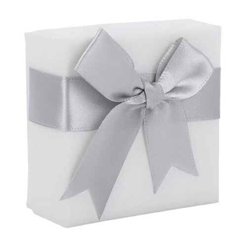 Gray bow gift box for jewelry storage with ribbon 1