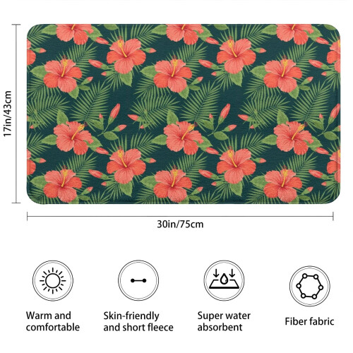 Tapete de banheiro floral em microfibra, 43 x 69 cm (17 x 27 polegadas) 2