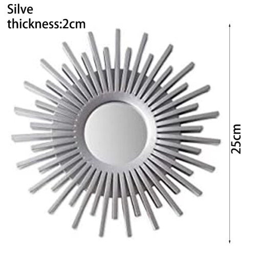 Round Wall-Mounted Mirror Sun Shape Silver 24 Inch 1