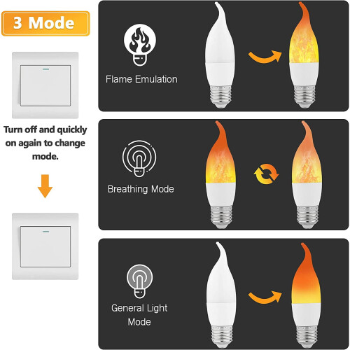 Flammeneffekt-Glühbirnen E26 Warmweiß 6er-Pack 2