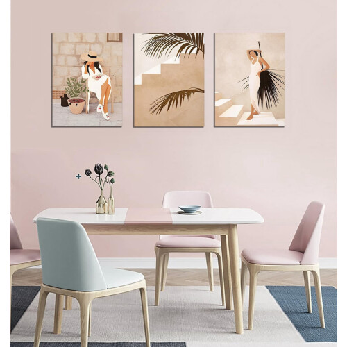 Beige Boho-Leinwandbilder, 3er-Set, 30 x 40 cm 1