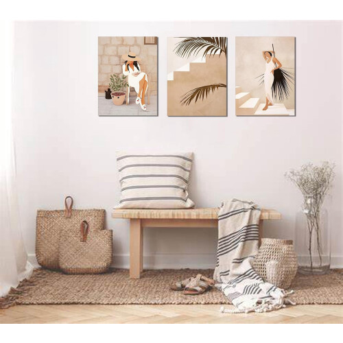 Beige Boho-Leinwandbilder, 3er-Set, 30 x 40 cm 2