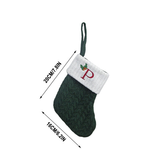 Meia de Natal Mini Tricotada com Monograma 20cm 2
