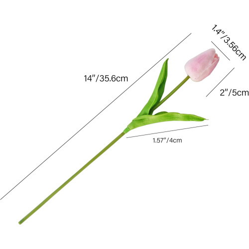 10 tulipas artificiais rosa-choque – flores com toque de seda de 34 cm (13,5 polegadas) 1