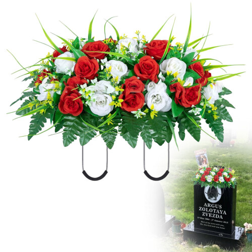 Sella floreale per cimitero – Rosa artificiale che non appassisce 1