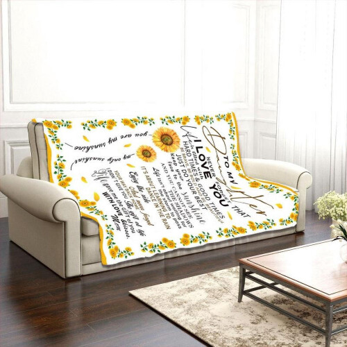 Polyesterdecke mit Sonnenblumen- und Buchstabenmuster 1