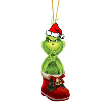 Grinch Christmas tree pendant acrylic green 1 piece