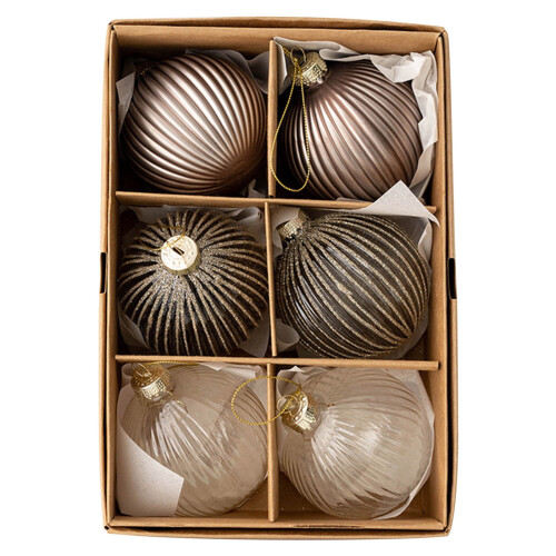Christmas Ball Ornaments Brown Shatterproof 6 pcs