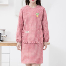 Women's Cotton Linen Apron with Pockets Long Sleeve