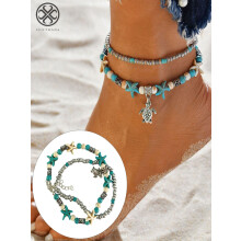 Puka Muschel-Fußkettchen für Damen, verstellbar, Boho-Stil