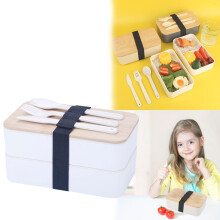 Set di posate Lssam, portapranzo a 2 strati con posate
