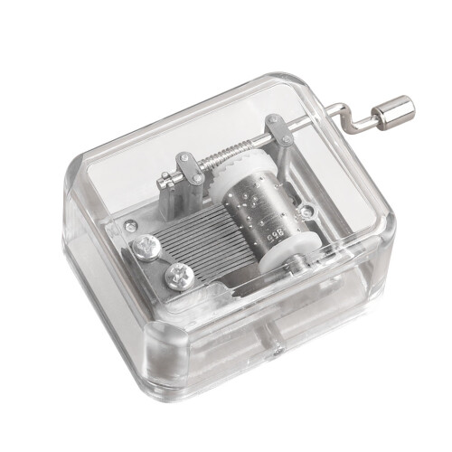 Acrylic Hand Crank Music Box Silver Finish