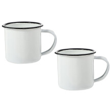 White Enamel Iron Water Mug – 2 Pack