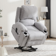 Electric Single Sofa Lift Recliner Chair with Heating & Massage Function, Grey