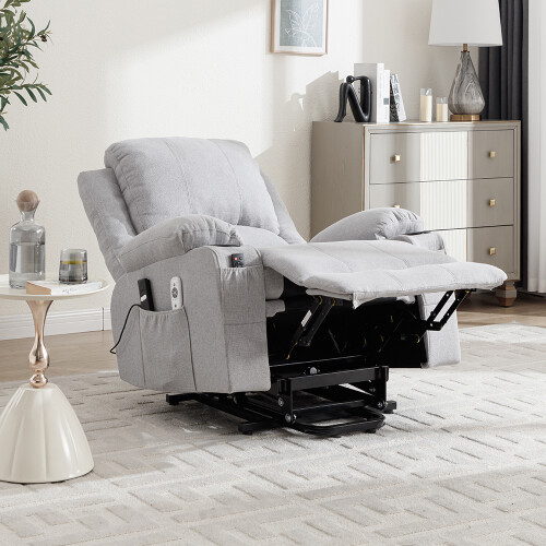 Living And Home Electric Single Sofa Lift Recliner Chair with Heating & Massage Function, Grey 1