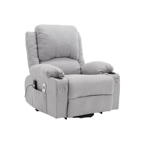 Living And Home Electric Single Sofa Lift Recliner Chair with Heating & Massage Function, Grey 2