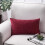 Faux Linen Throw Pillow 12x20 in Red 1