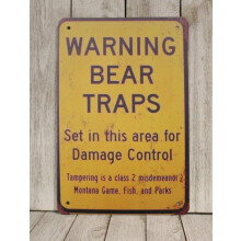 Bear Traps Warning Sign Aluminium 8 x 12 inch